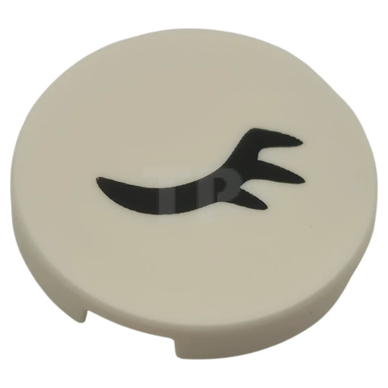 LEGO&reg; 6575330 - 14769pb834R - Tile, Round 2 x 2 with Bottom Stud Holder with Black Closed Eye with Eyelash Pattern Model Right Side