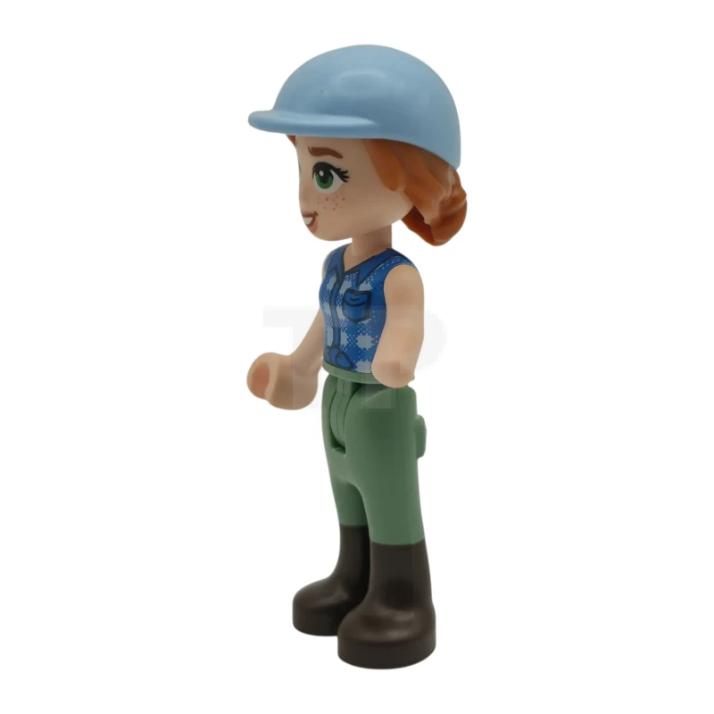 LEGO&reg; frnd0889 Friends Autumn - Blue Tied Flannel Vest, Sand Green Trousers, Dark Brown Boots, Bright Light Blue Horse Riding Helmet