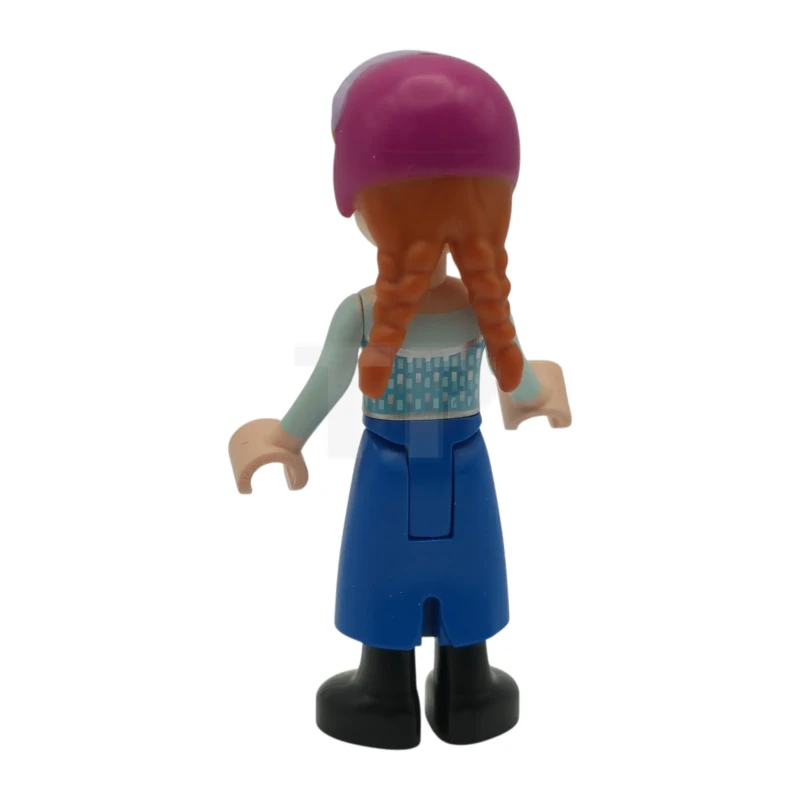 LEGO&reg; dp239 Anna - Falda Azul, Botas Negras y Top Negro, Mangas Aqua Claro, Sonrisa Amplia, Labios Coral