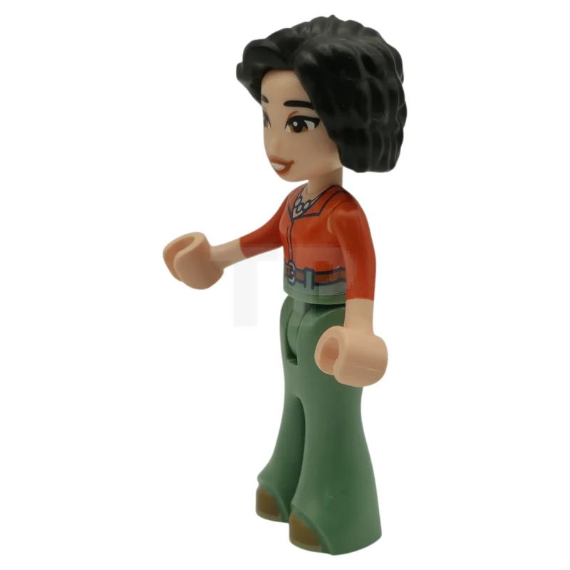 LEGO&reg; frnd0881 Friends Michelle - Reddish Orange Shirt, Sand Green Trousers Bell-Bottoms, Medium Nougat Shoes