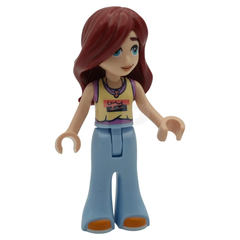 LEGO&reg; frnd0882 Friends Paisley - Bright Light Yellow and Medium Lavender Tank Top, Bright Light Blue Trousers Bell-Bottoms, Orange Shoes