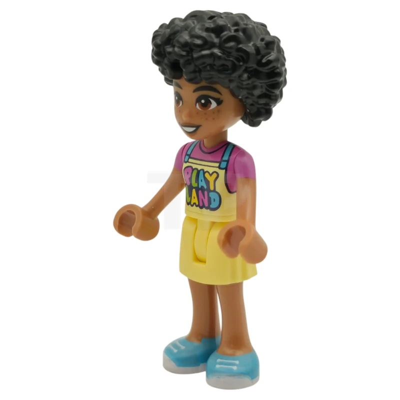 LEGO&reg; frnd0869 Friends Sonia - Bright Light Yellow 'PLAYLAND' Apron, Dark Pink T-Shirt, Medium Azure Shoes