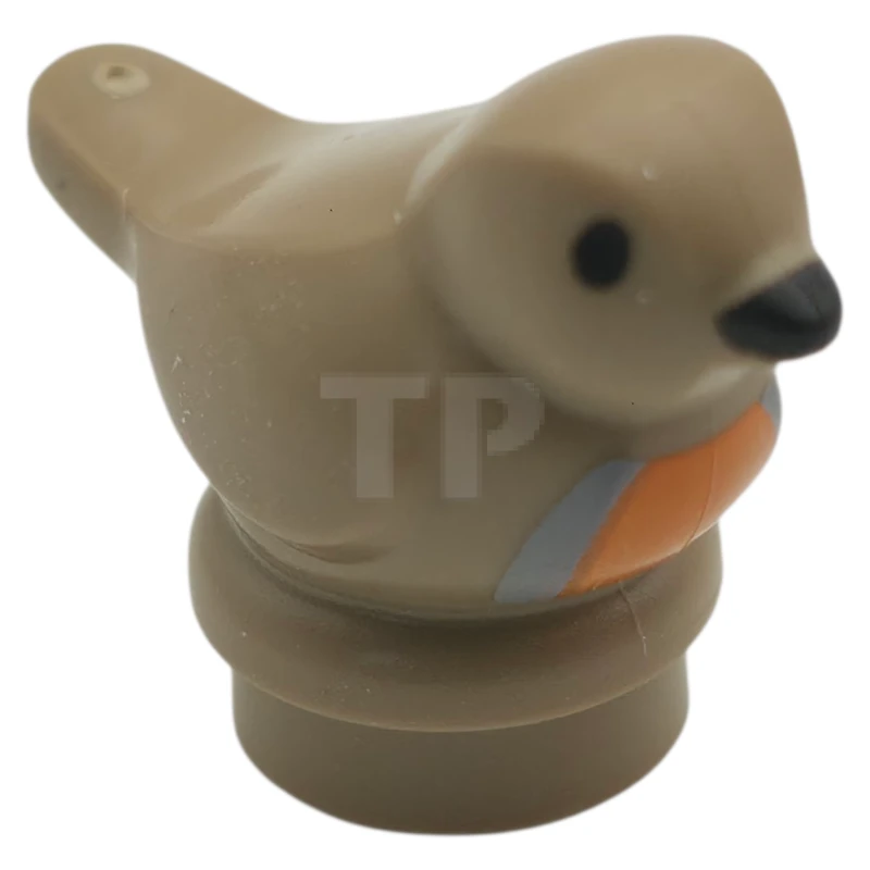 LEGO&reg;  - 41835pb05 - Bird, Small with Black Eyes and Beak, Light Bluish Gray and Orange Chest Pattern