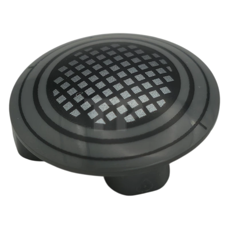 LEGO&reg; 6603261 - 2654pb039 - Plate, Round 2 x 2 with Rounded Bottom (Boat Stud) with Black and Dark Silver Grid Mesh Vent and Concentric Circles Pattern