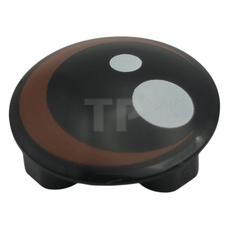 LEGO&reg;  - 2654pb037 - Plate, Round 2 x 2 with Rounded Bottom (Boat Stud) with White Pupil and Circle and Reddish Brown Crescent Pattern