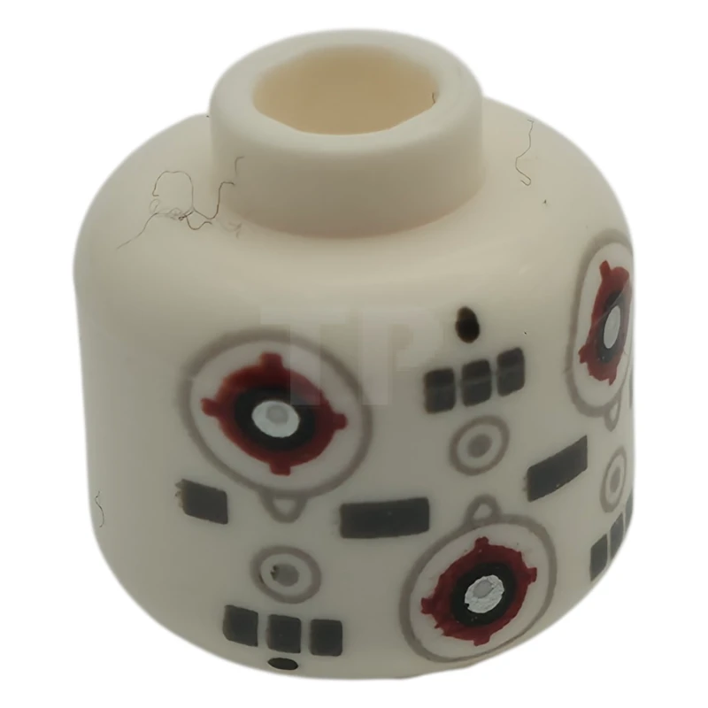 LEGO&reg; 6537210 - 3626pb4111 - Minifigure, Head without Face with Light Bluish Gray Circles, Dark Red Crosshairs, Dark Bluish Gray Rectangles and Black Dots Pattern (SW Marksman-H Training Remote Droid)