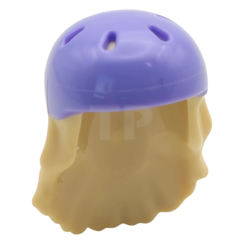 LEGO&reg; 6586723 - 2137pb05 - Mini Doll, Hair Combo, Hair with Hat, Long with Molded Blue Violet Bicycle Helmet Pattern