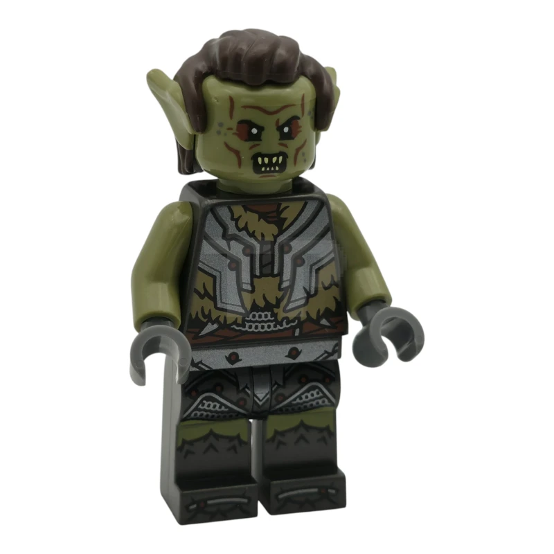 LEGO&reg; lor137 Orco - Cabeza Verde Oliva, Armadura Gris Oscuro Perlado sobre Pelaje Marrón Oscuro, Pelo Marrón Oscuro