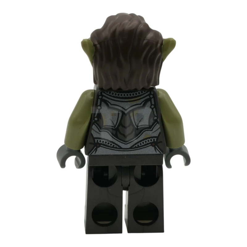 LEGO&reg; lor135 Orco - Cabeza verde oliva, armadura gris oscuro perla con manchas de suciedad, pelo castaño oscuro