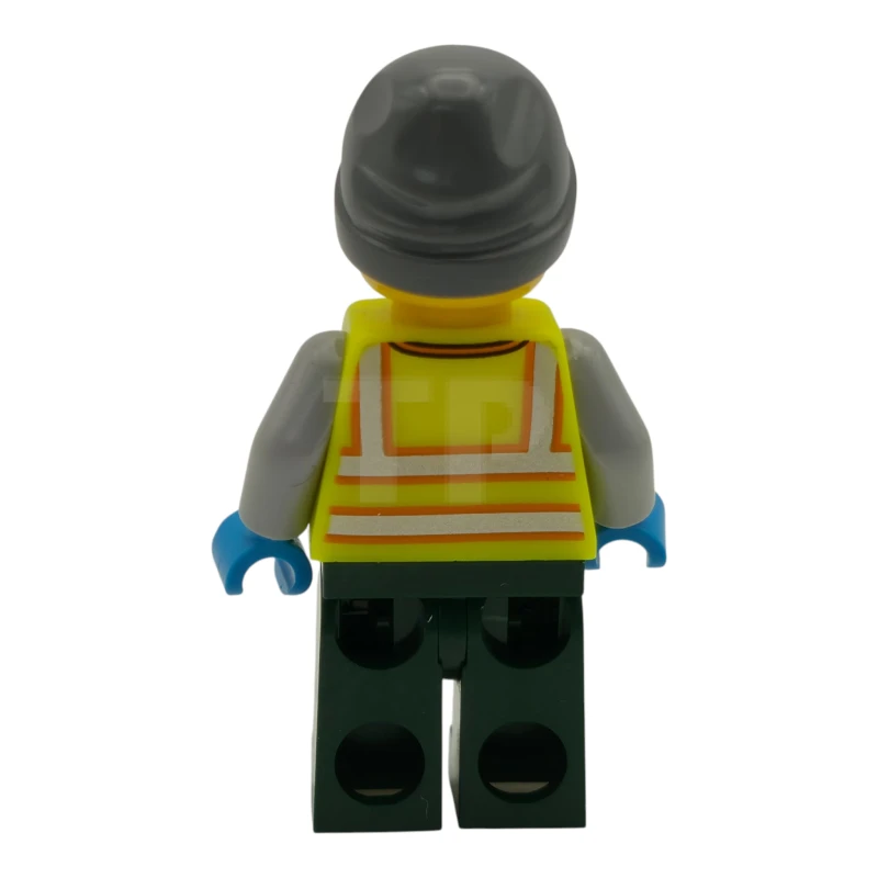 LEGO&reg; cty1966 Conductor de quitanieves - Hombre, chaleco de seguridad amarillo neón con bandas reflectantes, perneras verde oscuro con bandas reflectantes, gorro gris