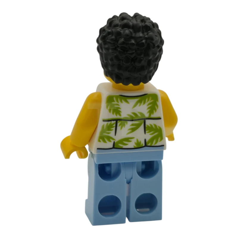 LEGO&reg; cty1954 Tourist - Female, White Sleeveless Top with Lime Palm Leaves, Bright Light Blue Legs, Black Hair