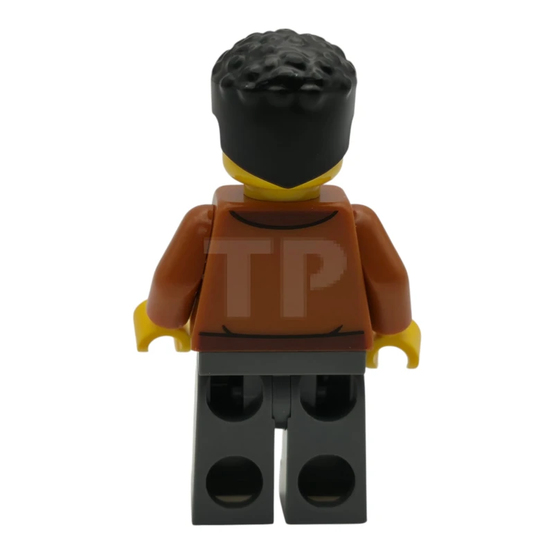 LEGO&reg; cty1945 Conductor de Supercoche EV - Masculino, Chaqueta Naranja Oscuro, Piernas Gris Azulado Oscuro, Pelo Enroscado Negro