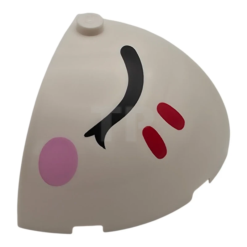LEGO&reg; 6529380 - 49612pb03L - Brick, Round Corner 4 x 4 x 2 2/3 Dome Top with Black Closed Eyelid, Bright Pink Cheek Oval, and Red Eyelashes Pattern Model Left Side