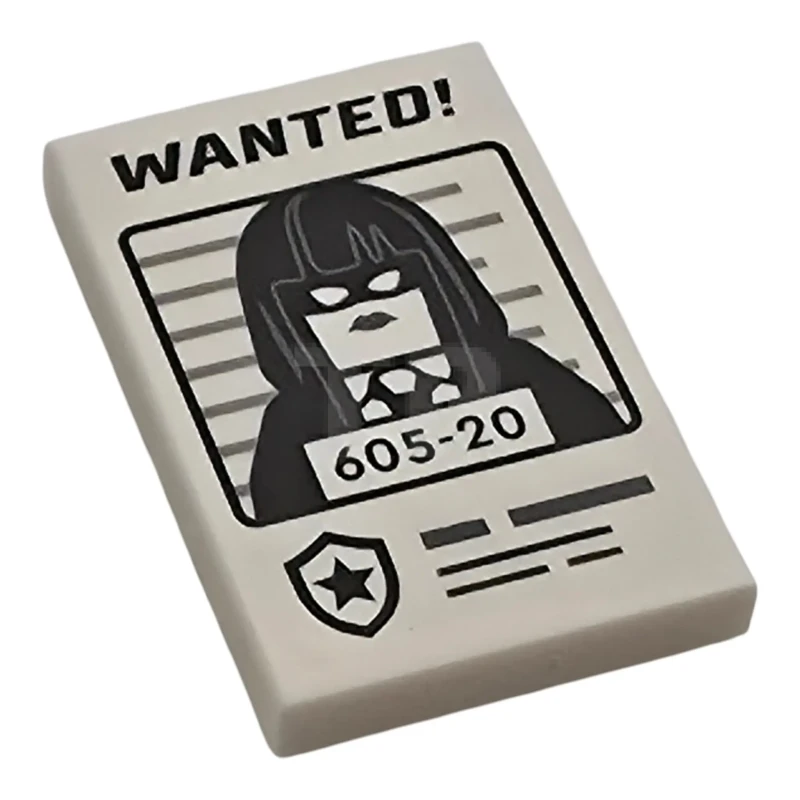 LEGO&reg; 6584776 - 26603pb588 - Tile 2 x 3 with Black 'WANTED!' and Minifigure with '605-20' Pattern