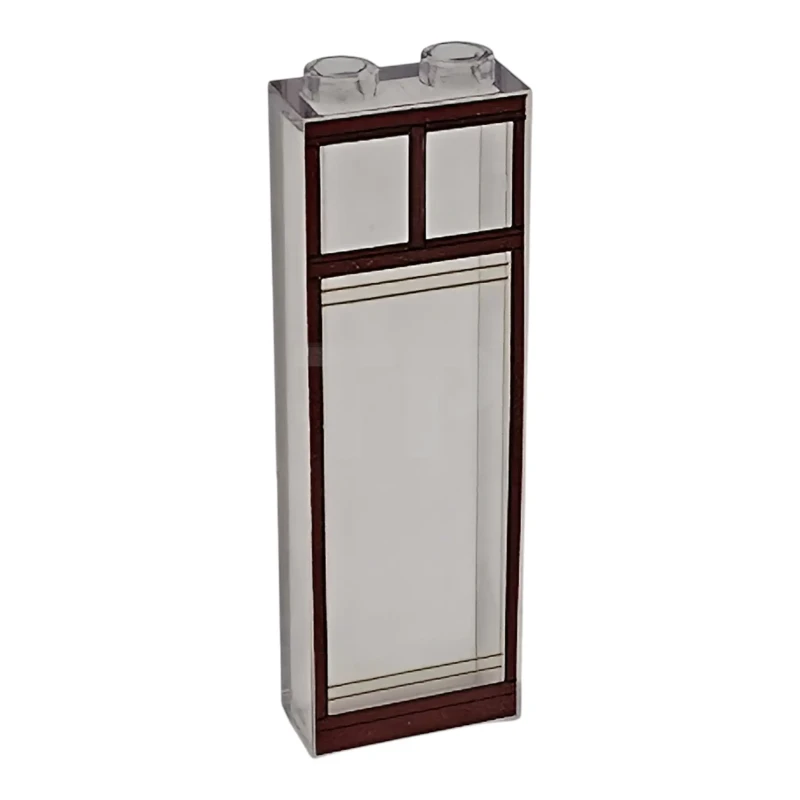 LEGO&reg; 6575440 - 2454pb318 - Brick 1 x 2 x 5 with Reddish Brown and Black Window Frame and Gold Lines Pattern