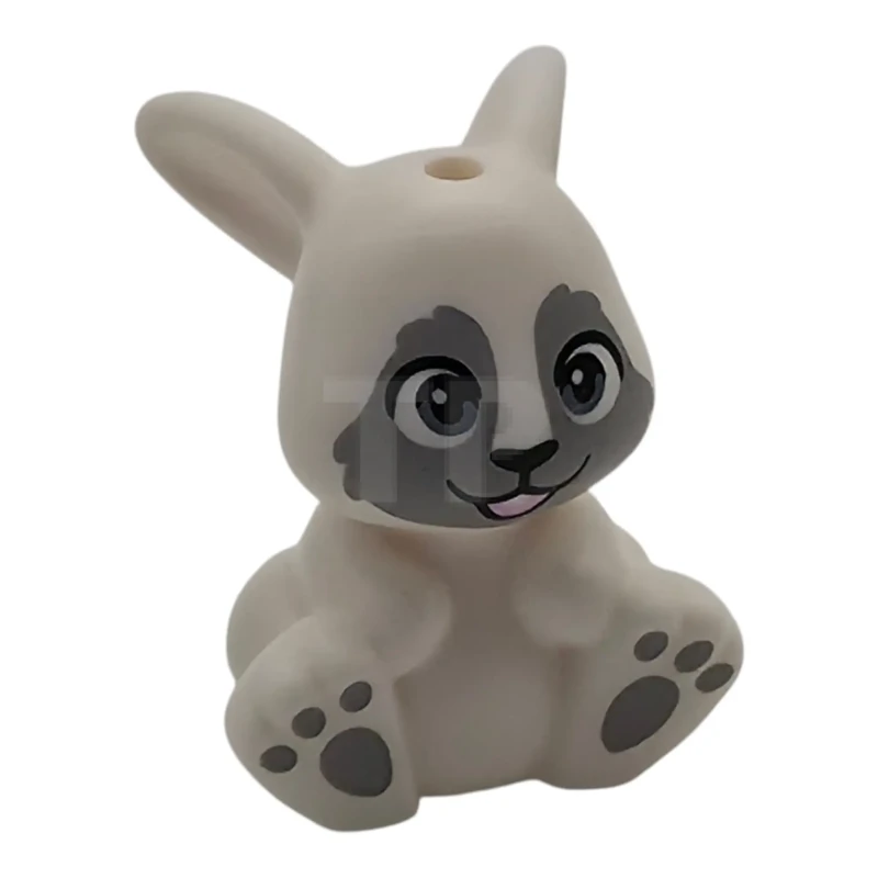 LEGO&reg;  - 7687pb02 - Bunny / Rabbit, Friends Style, Sitting with Sand Blue Eyes, Black Nose and Mouth, Bright Pink Tongue, Light Bluish Gray Muzzle and Paws Pattern (Snowball)