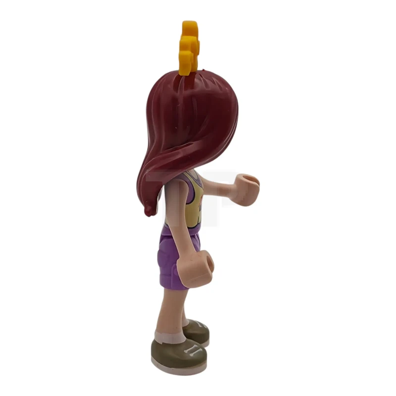 LEGO&reg; frnd0888 Friends Paisley - Bright Light Yellow and Medium Lavender Tank Top, Medium Lavender Shorts, Dark Tan Shoes, Bright Light Orange Flower Tiara
