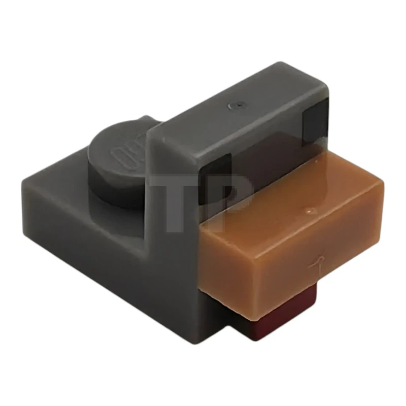 LEGO&reg;  - 35750pb02 - Kreaturenkopf verpixelt mit geformtem mittlerem Nougatschnabel und aufgedruckten schwarzen Augen und rotem Kehllappenmuster (Minecraft Huhn)