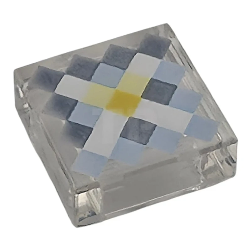 LEGO&reg;  - 3070pb399 - Tile 1 x 1 with Pixelated Bright Light Blue, Sand Blue, White and Yellow Squares Pattern (Minecraft Nether Star)