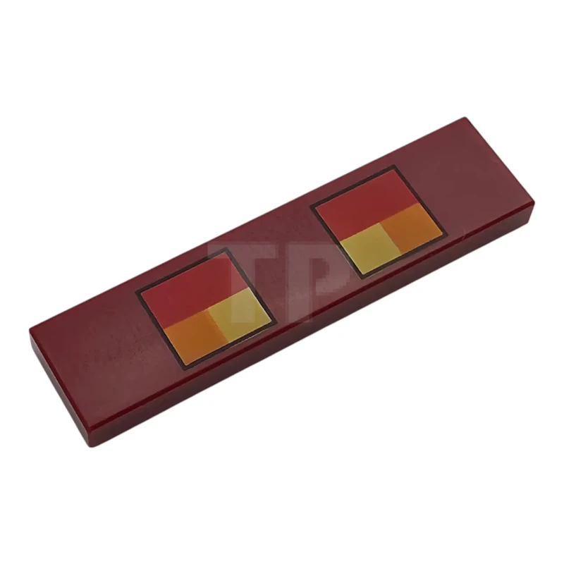 LEGO&reg; 6337238 - 2431pb0462 - Tile 1 x 4 with Red, Orange and Yellow Squares Minecraft Magma Cube Eyes Pattern