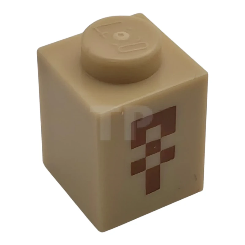 LEGO&reg;  - 3005pb077 - Brick 1 x 1 with Pixelated Dark Orange Squares and Rectangle Pattern (Minecraft Desert Temple Ankh)