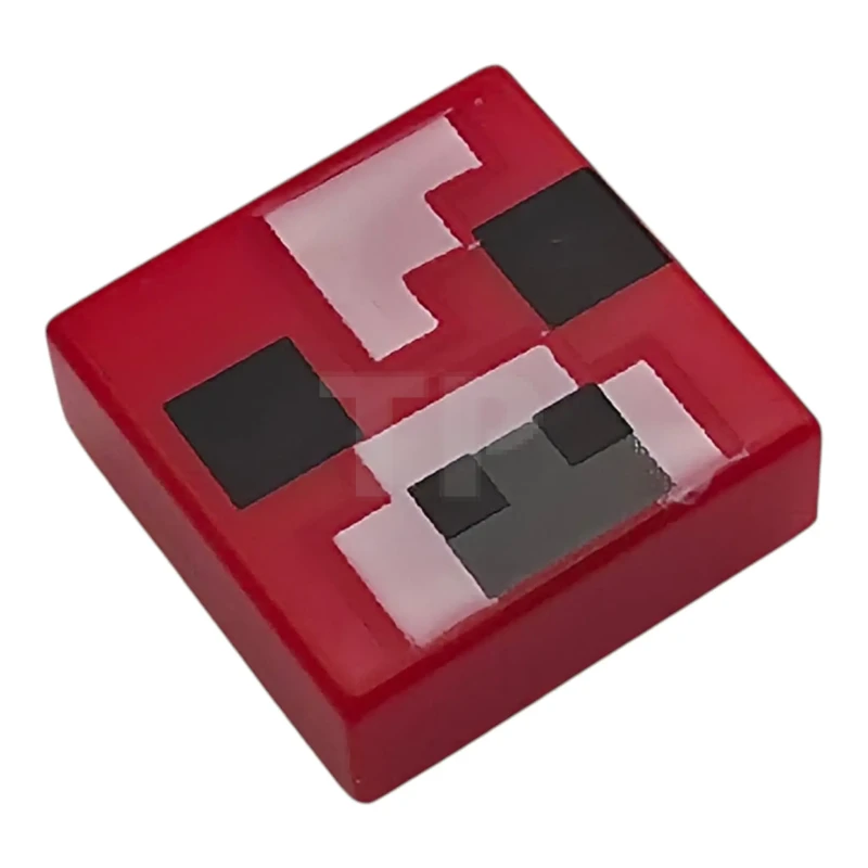 LEGO&reg;  - 3070pb387 - Tegel 1 x 1 met zwarte vierkantjes en donkerblauwachtig grijs en wit patroon (Minecraft Micromob Koeiengezicht)