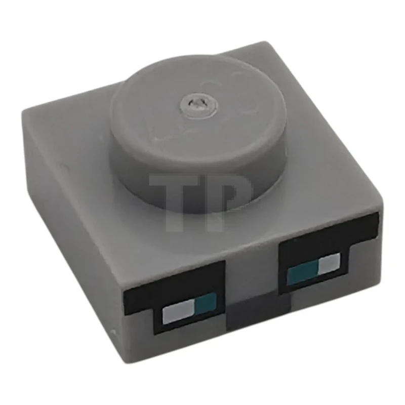 LEGO&reg;  - 3024pb037 - Plate 1 x 1 with Dark Turquoise and White Squares, Dark Bluish Gray and Black Rectangles Pattern (Minecraft Micromob Pillager Face)