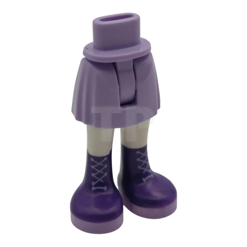 LEGO&reg;  - 35216ac00pb038 - Mini Doll Hips and Skirt with Molded White Legs and Printed Dark Purple Shoes with Lavender Laces and Soles Pattern - Thin Hinge