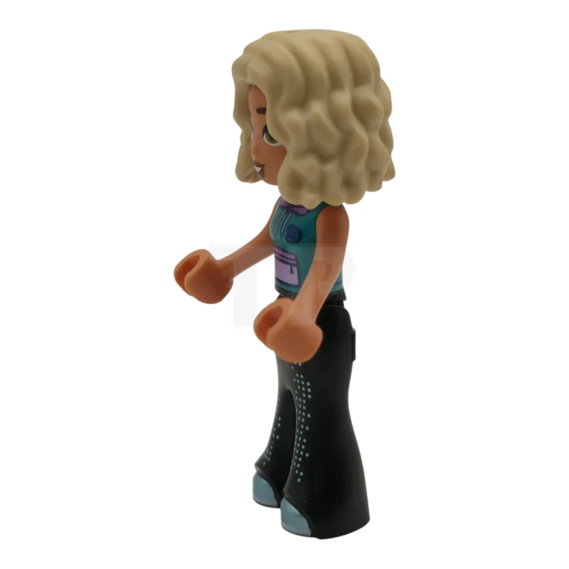 LEGO&reg; frnd0894 Friends Nova - Dark Turquoise Sleeveless Hoodie, Black Trousers Bell-Bottoms with Metallic Light Blue Shoes