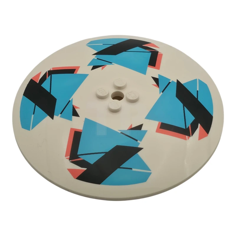 LEGO&reg; 6594644 - 50990bpb10 - Satellite-parabole 10 x 10 inversé (Radar) - Studs solides avec motif de formes géométriques entrecroisées noir, corail et azur moyen.