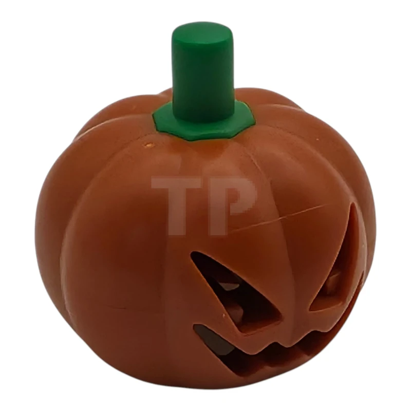 LEGO&reg;  - 20695pb01 - Minifig, Headgear Head Cover, Pumpkin Jack O'Lantern with Green Stem Pattern