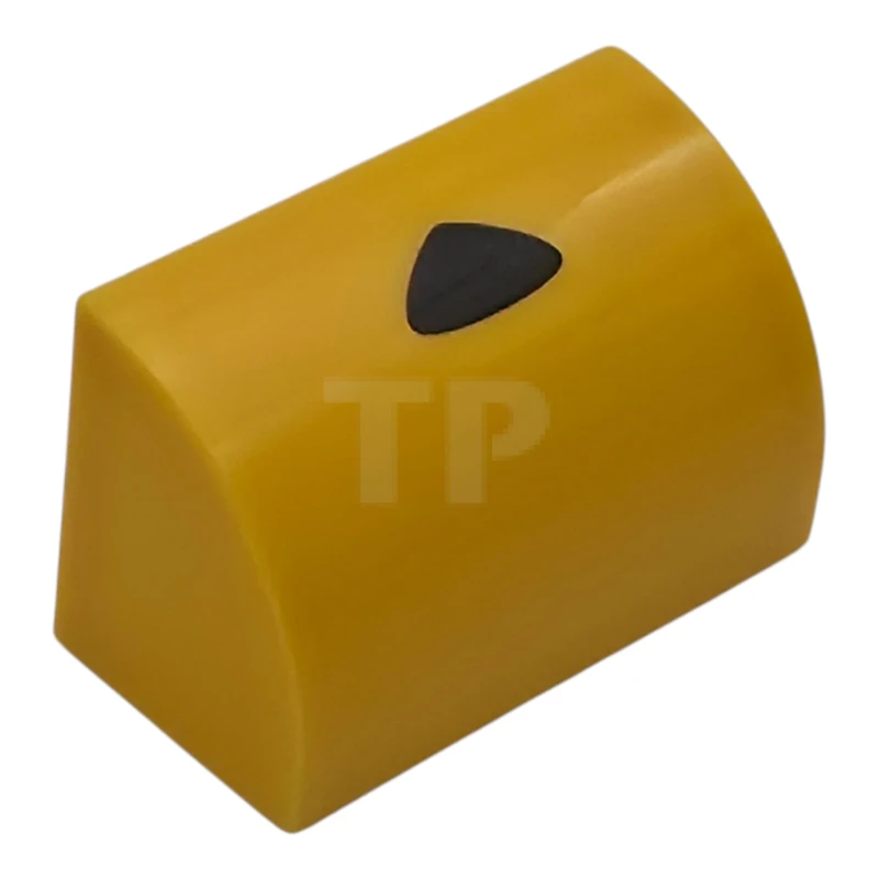 LEGO&reg; 6587930 - 37352pb054 - Slope, Curved 1 x 2 with Bottom Stud Holder with Black Triangle Pattern (Pokémon Pikachu Nose)