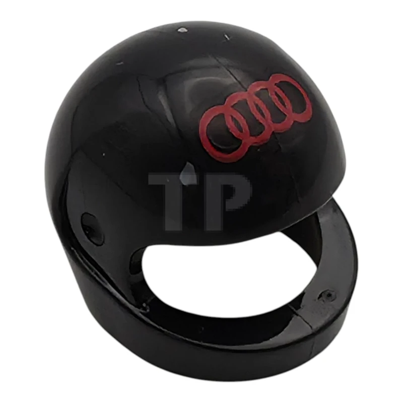LEGO&reg;  - 2446pb66 - Minifigure, Headgear Helmet Motorcycle (Standard) with 4 Red Circles / Audi Logo Pattern