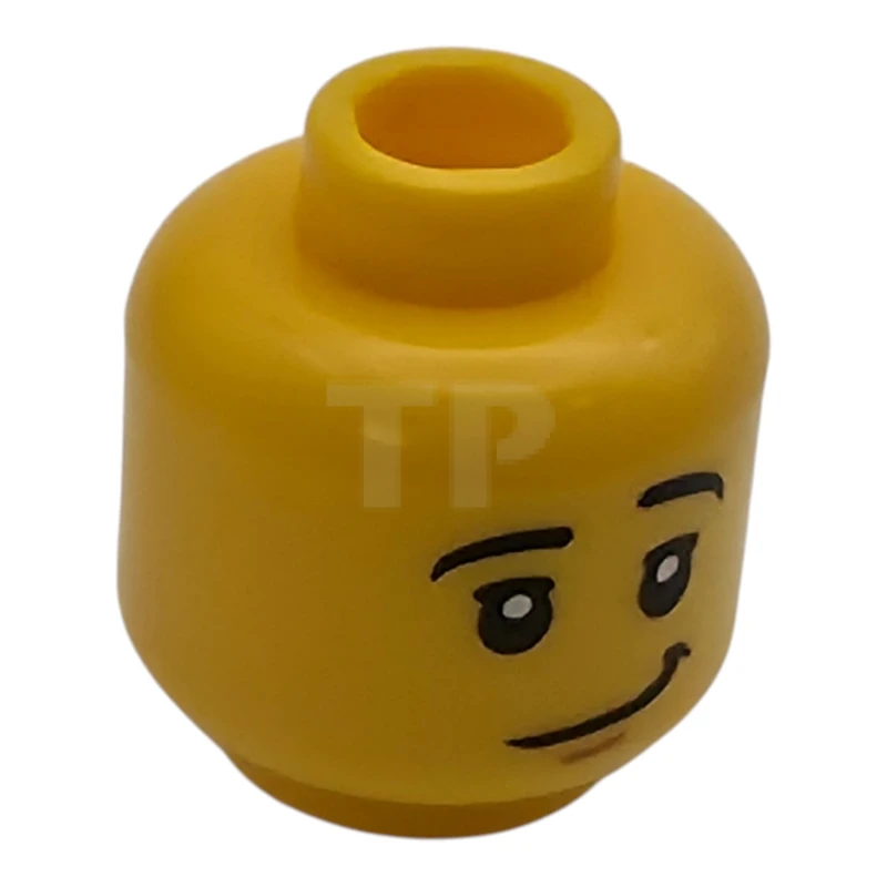 LEGO&reg; 6649381 - 3626pb2308 - Minifigure, Head Dual Sided Black Eyebrows, Medium Nougat Chin Dimple, Lopsided Grin / Open Mouth Smile with Teeth Pattern