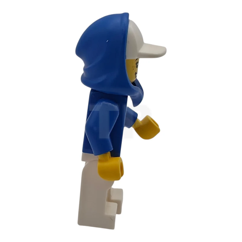 LEGO&reg; edi001 Voetbalspektakel - vrouw, blauwe hoodie met zwart FIFA WK 2026-logo, witte pet