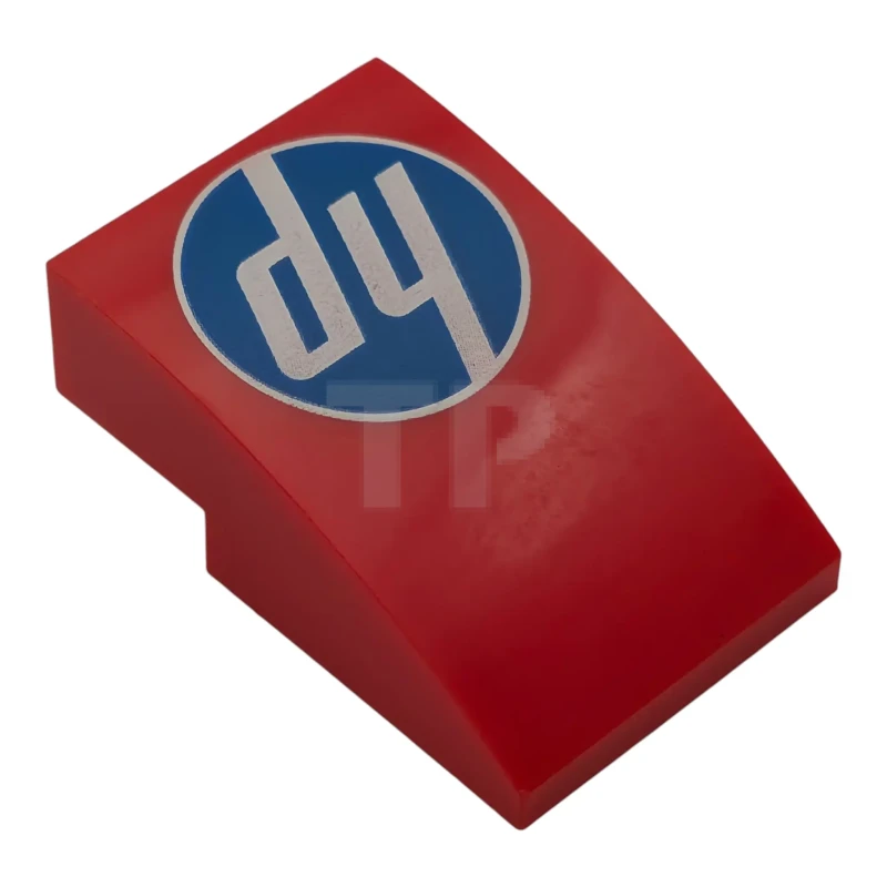 LEGO&reg;  - 24309pb072 - Slope, Curved 3 x 2 with Blue and White Circle 'hp' Logo Pattern