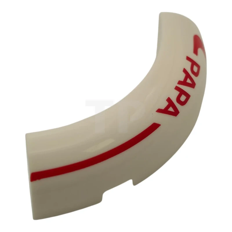 LEGO&reg;  - 5651pb01L - Brick, Round Corner 4 x 4 without Studs with Red Curved Line and 'PAPA' Pattern Model Left Side