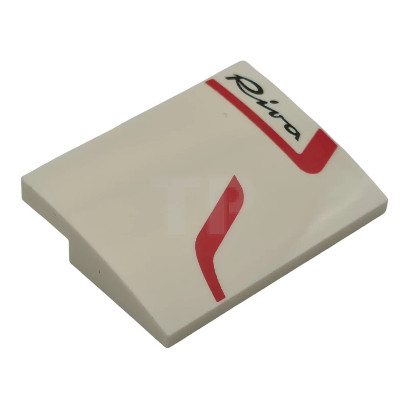 LEGO&reg;  - 8235pb002R - Slope 3 x 4 x 2/3 Curved with 'Riva' Logo and Curved Lines Pattern -Right Side