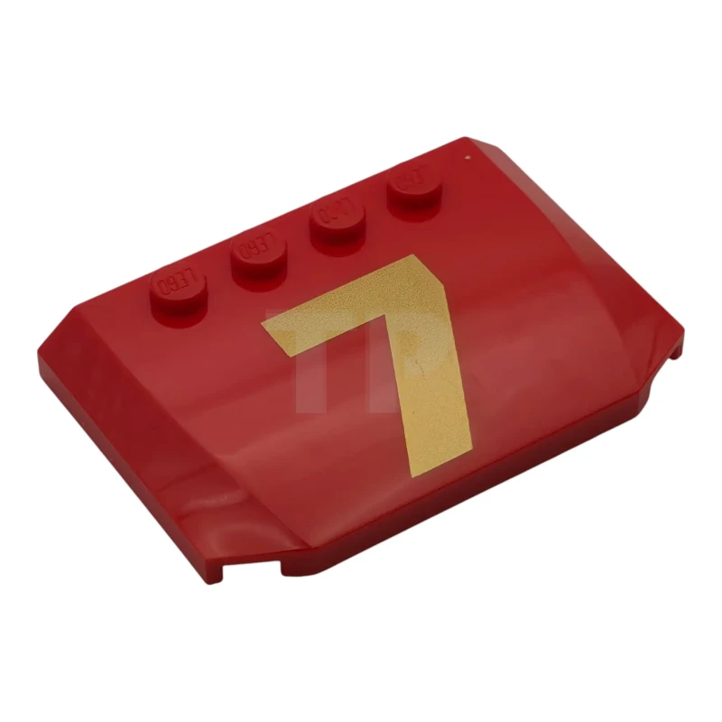 LEGO&reg;  - 52031pb209 - Wedge 4 x 6 x 2/3 Triple Curved with Gold Number 7 Pattern