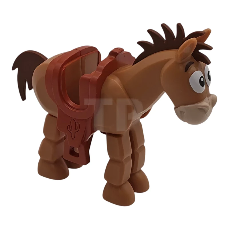 LEGO&reg;  - 87933c01pb02 - Horse, Toy Story with Dark Brown Flexible Rubber Tail and Mane, Dark Orange Saddle, Tan Muzzle, Black and White Eyes Wide Open, Dark Brown Eyebrows Pattern (Bullseye)