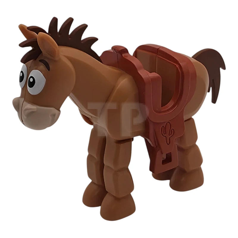 LEGO&reg;  - 87933c01pb02 - Horse, Toy Story with Dark Brown Flexible Rubber Tail and Mane, Dark Orange Saddle, Tan Muzzle, Black and White Eyes Wide Open, Dark Brown Eyebrows Pattern (Bullseye)