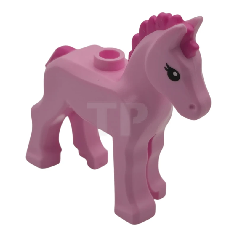 LEGO&reg; 6551707 - 82445pb04 - Horse, Baby Foal with Stud on Back with Molded Dark Pink Mane and Tail and Printed Black Eyes with Double Eyelashes and White Pupils Pattern