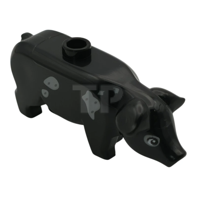 LEGO&reg;  - 87621pb05 - Pig with White Eyes, Dark Bluish Gray and Light Bluish Gray Spots Pattern (Blaze's Pet Pig)
