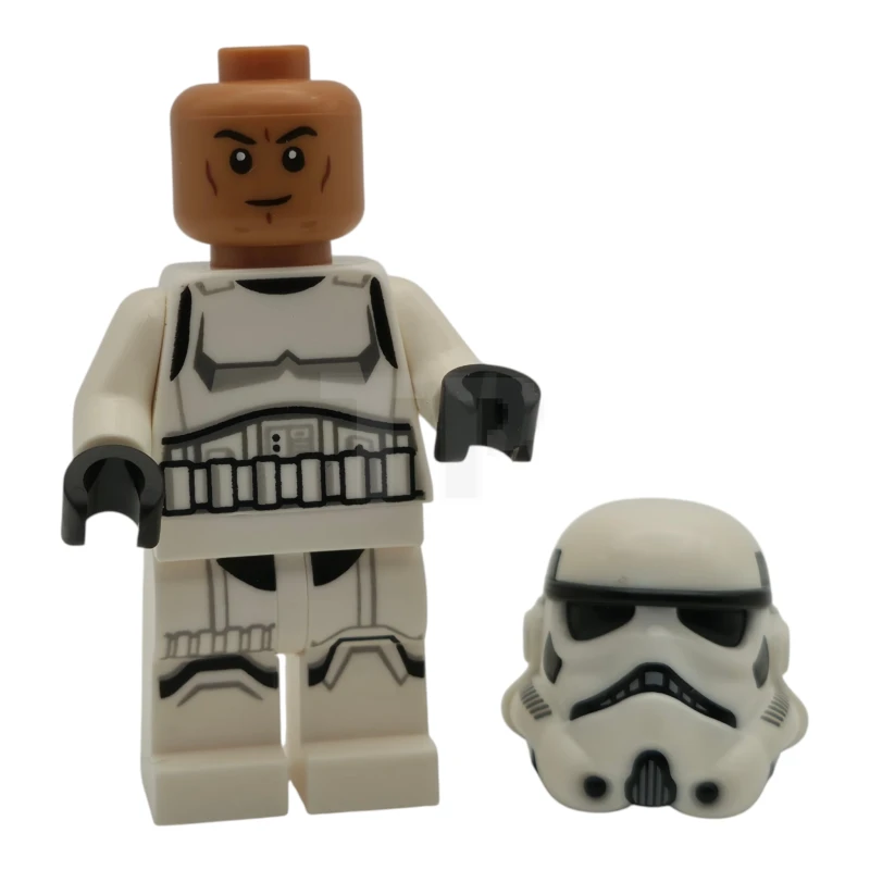 LEGO&reg; sw1455 Imperial Stormtrooper - Male, Dual Molded Helmet with Light Bluish Gray Panels on Back, Shoulder Belts, Medium Nougat Head