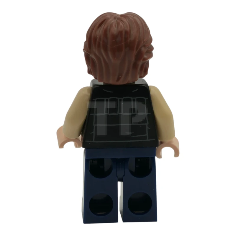 LEGO&reg; sw1457 Han Solo - Gilet nero con tasche su camicia marrone con pieghe grigio-blu scuro, gambe blu scuro con cinture