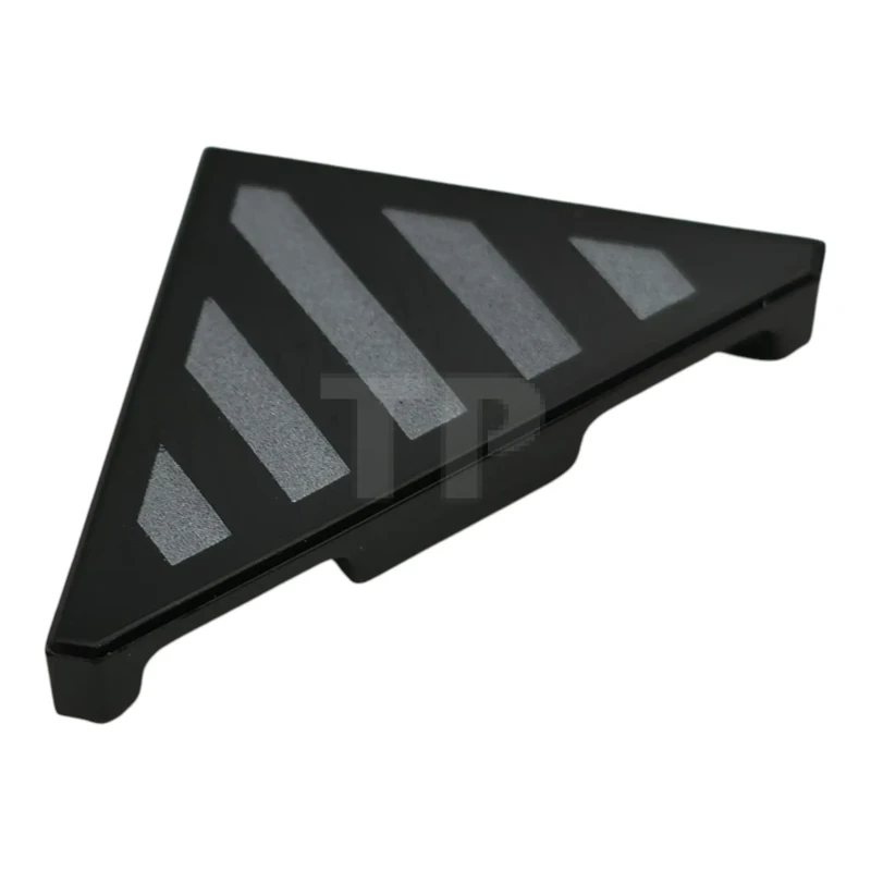 LEGO&reg;  - 35787pb025 - Tile, Modified 2 x 2 Triangular with 5 Dark Silver Stripes Pattern