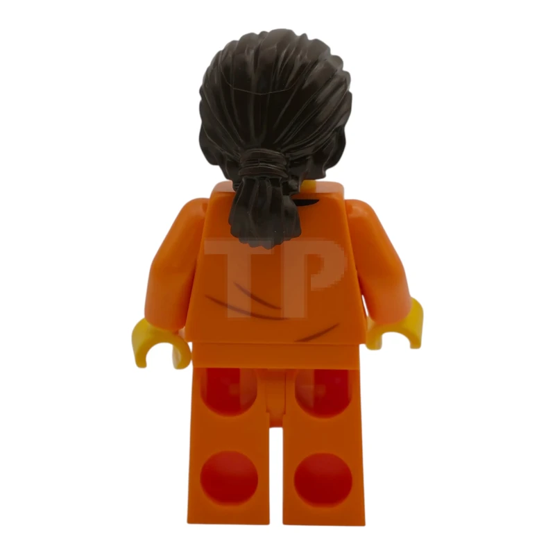 LEGO&reg; cty1991 Policía - Recluso de la cárcel municipal, hombre, mono naranja de la prisión, pelo castaño oscuro y patillas