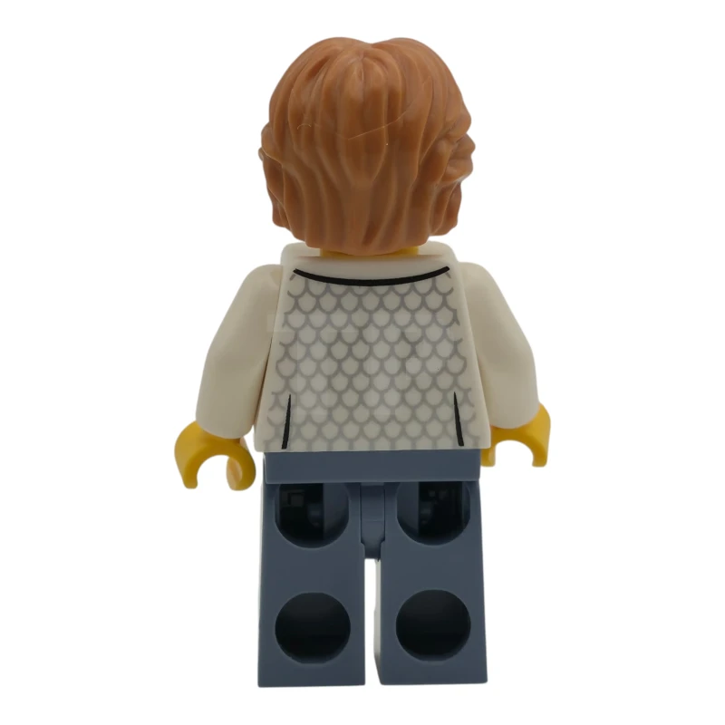 LEGO&reg; cty1986 Polizei – Stadtbandit: Mann, weißes Unterhemd, mittelbraunes, welliges Haar, Koteletten, orangefarbene Brille