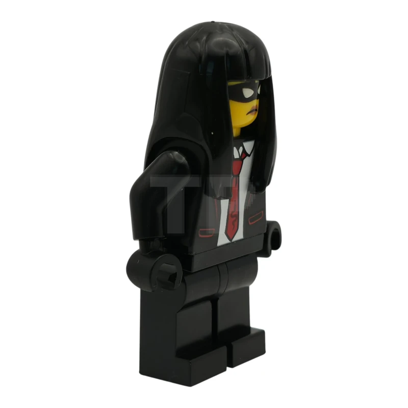 LEGO&reg; cty1987 Polizia - Ladra di città, donna, smoking nero con cravatta rossa, gambe nere, capelli lunghi neri