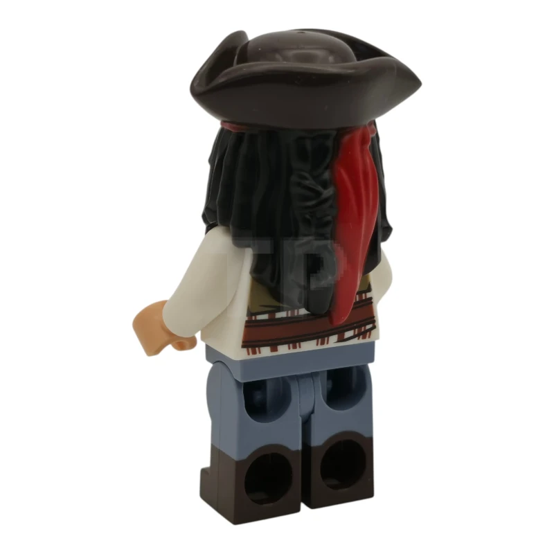 LEGO&reg; poc044 Captain Jack Sparrow - White Shirt, Dark Blue Plain Vest, Dark Brown Boots, Tricorne